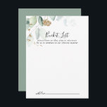 Bucketkort för Guld Eucalyptus Bröllop Vykort<br><div class="desc">Dessa bröllop-bocketkort för eucalyptus i guld är perfekten för en girig bröllopsmottagning eller möhippa. Den här konstnärliga utformningen har hand om vattenfärgen guld och gröntens blad,  vilket inspirerar naturskönheten. Ändra ordalydelsen till kostym vid alla livshändelser. Bucketlistskylten säljs separat.</div>