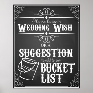 Bucketlistskylt för "önskelista" i bröllop poster