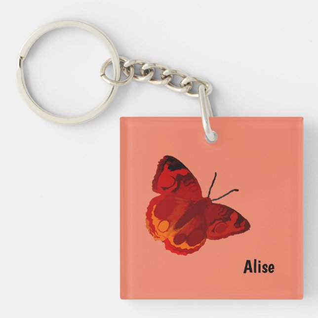 Buckeye Butterfly Keychain i Peach (Framsidan)