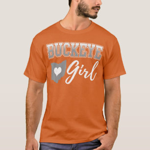 Buckeye Girl Ohio Hem Hjärta Stat Karta Form Kvinn T Shirt