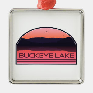 Buckeye Sjö Ohio Red Sunrise Julgransprydnad Metall
