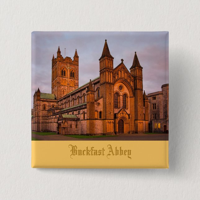 Buckfast Abbey på solnedgången Knapp (Framsida)