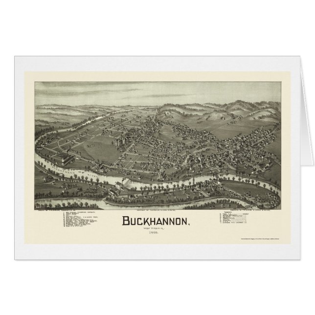 Buckhannon panorama- karta för WV - 1900 Hälsningskort (Framsidan Horizontal)