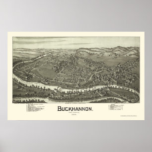 Buckhannon panorama- karta för WV - 1900 Poster