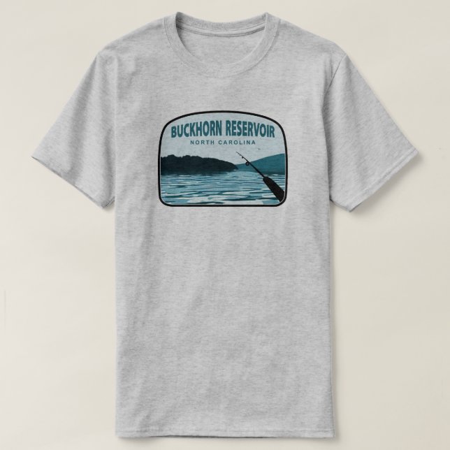 Buckhorn Reservoir North Carolina Fishing Rod T Shirt (Design framsida)