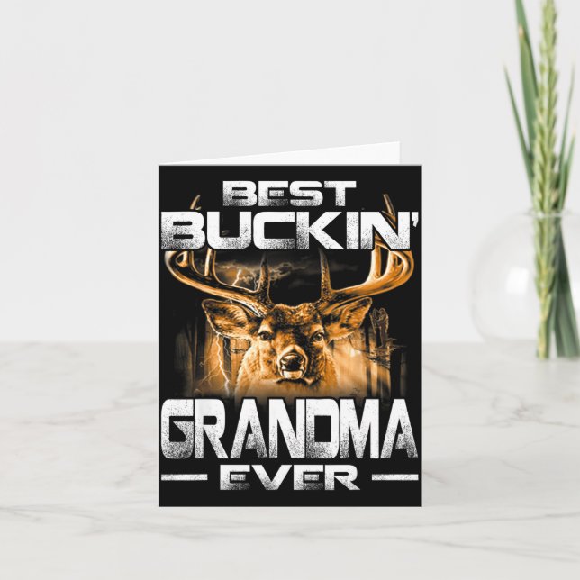 Buckin' Grandma Ever Shirt Deer Hunting Bucking Fa Kort (Framsida)