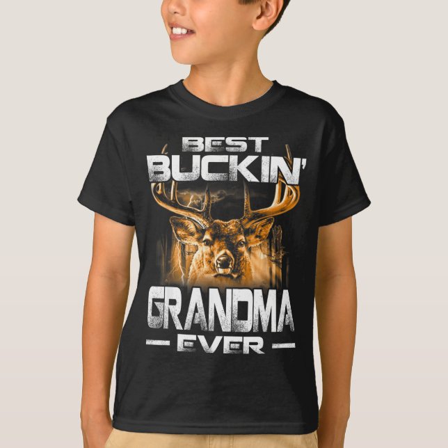 Buckin' Mormor Alltid T-Shirt Älgjakt Bucking Fa (Framsida)