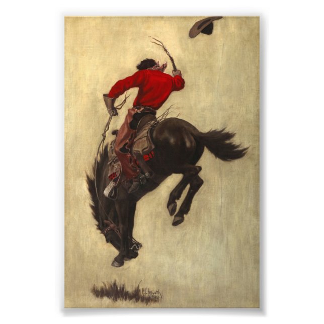 Bucking Bronco av Newell Convers Wyeth Fototryck (Framsidan)