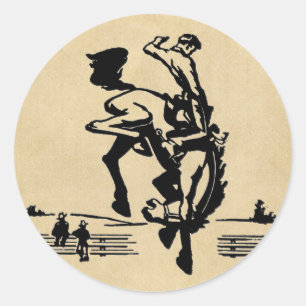 Bucking Bronco Horse and Rider Runt Klistermärke