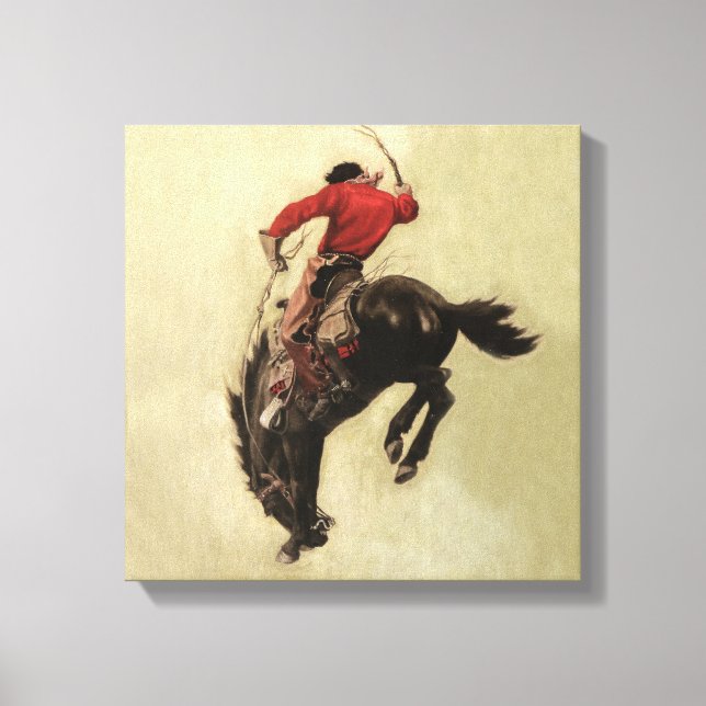 “Bucking Bronco” Magazinomslag av NC Wyeth Canvastryck (Framsida)