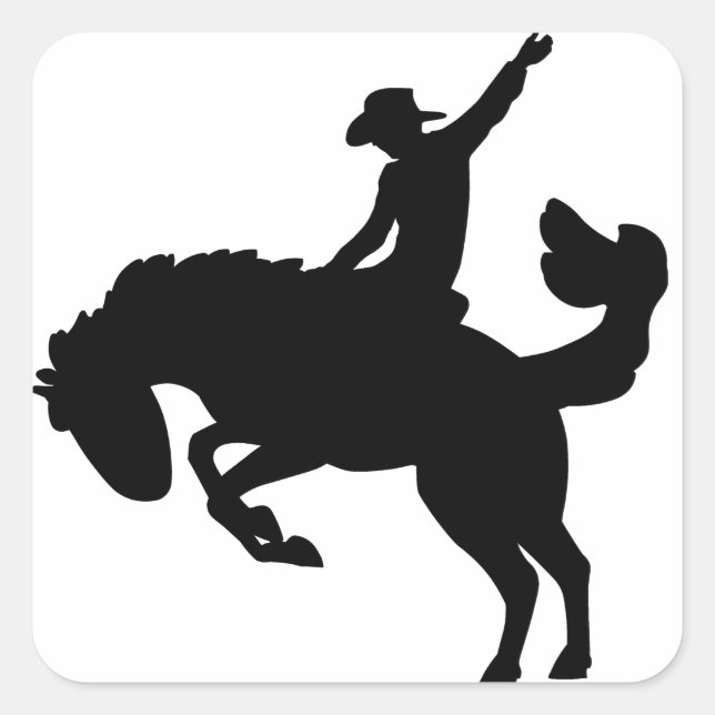 Bucking Bronco Rider Fyrkantigt Klistermärke (Framsida)