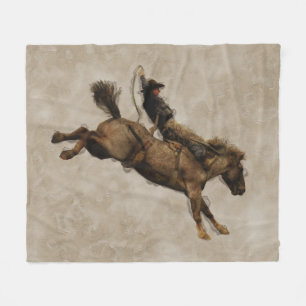 Bucking Bronco Rodeo Cowboy Fleecefilt