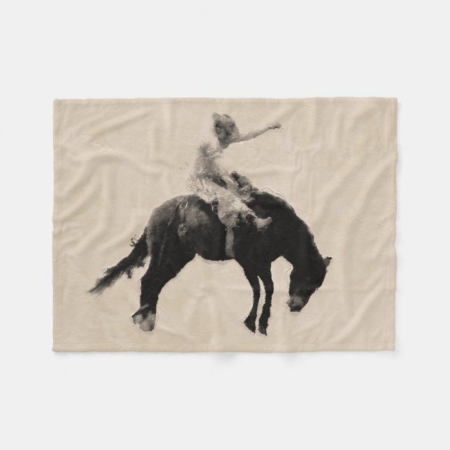 Bucking Bronco Rodeo Cowboy Fleecefilt (Framsidan (Horisontell))