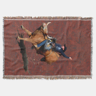 Bucking Bull and Rodeo Cowboy Throw Blanket Mysfilt