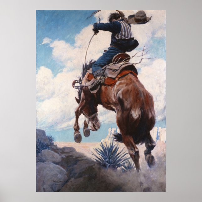 Bucking by Newell Convers Wyeth Poster (Framsidan)