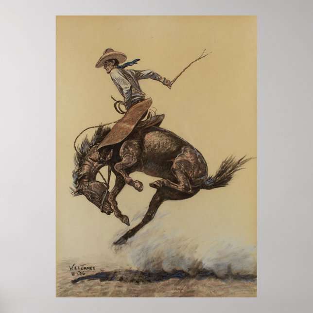 "Bucking Horse" Western Art av Will James Poster (Framsidan)