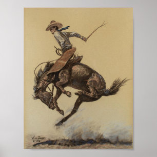 "Bucking Horse" Western Art av Will James Poster