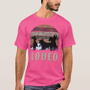 Bucking Rodeo Cowboy Team Roping Horse Riding Blac T Shirt