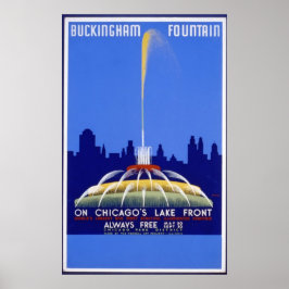 Buckingham Fontän Chicago Vintage affisch