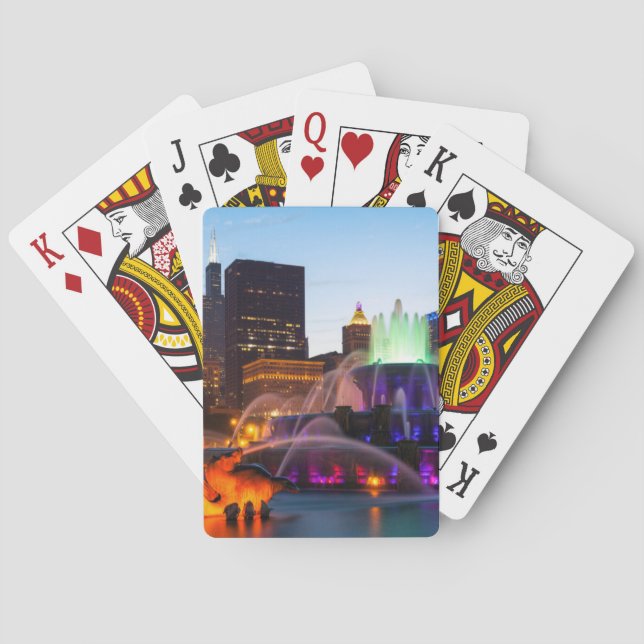 Buckingham Fontän lit på natten Casinokort (Baksidan)