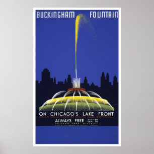 Buckingham Fontän Vintage WPA Poster