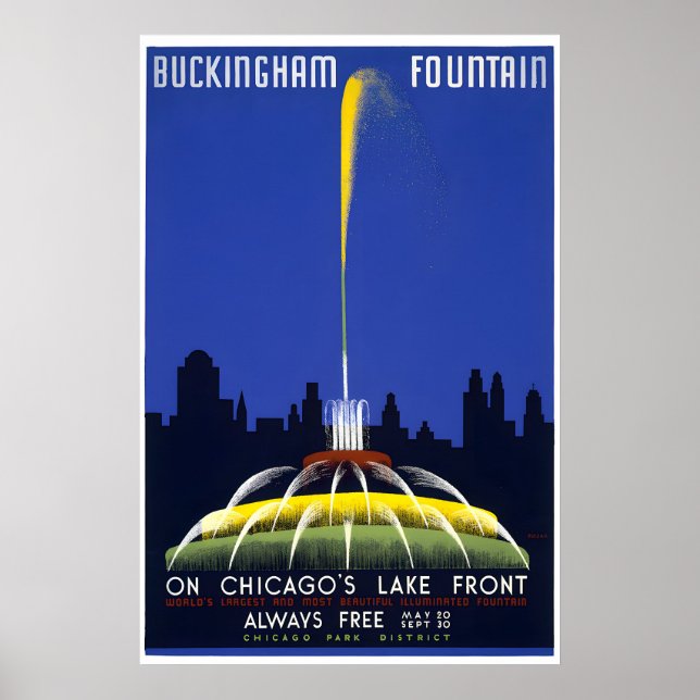 Buckingham Fountain - Chicago Travel Poster (Framsidan)