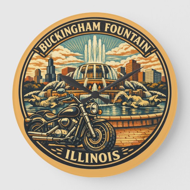 Buckingham Fountain Illinois Centennial Tribute Stor Klocka (Framsida)
