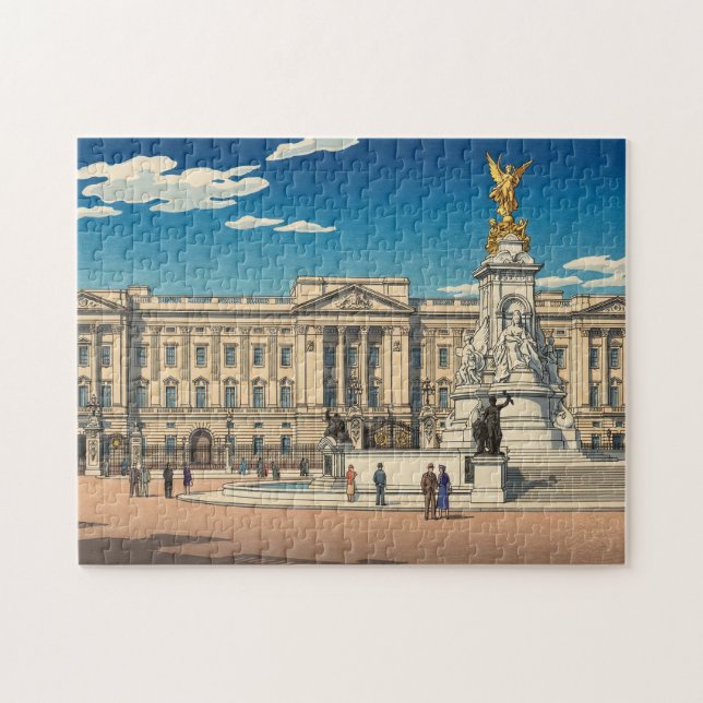 Buckingham Palace Japanese Woodblock Print Pussel (Horisontell)