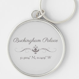 Buckingham Palace Latitude och Longitud Rund Silverfärgad Nyckelring