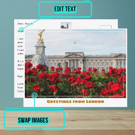 Buckingham Palace med blommor London England Vykort