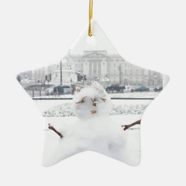 Buckingham Palace snögubbe London Julgransprydnad Keramik (Framsidan)