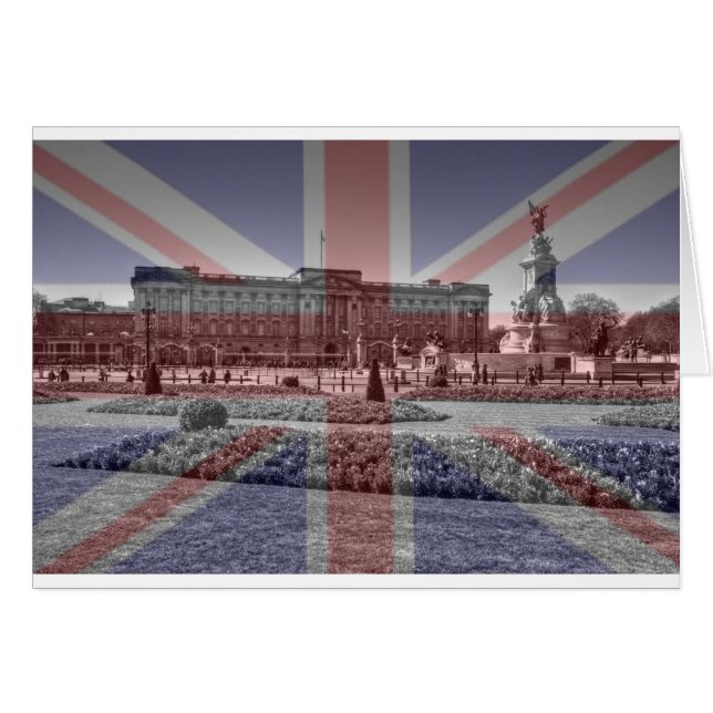 Buckingham Palace Union Jack Flagga Hälsningskort (Framsidan Horizontal)