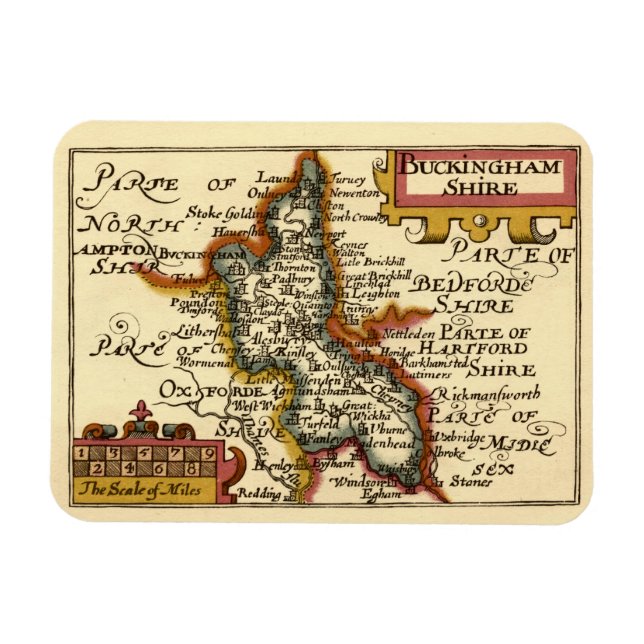 Buckinghamshire County England Old Antiquarian Kar Magnet (Horisontell)