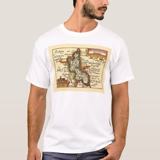 Buckinghamshire County England Old Antiquarian Kar Tee Shirt (Framsida)