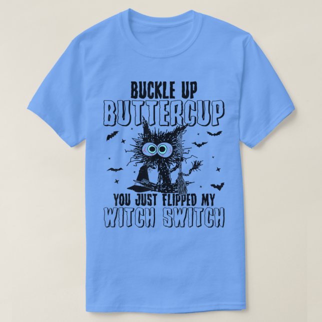 Buckla upp Butter Kopp Black Cat Witch Halloween 3 T Shirt (Design framsida)