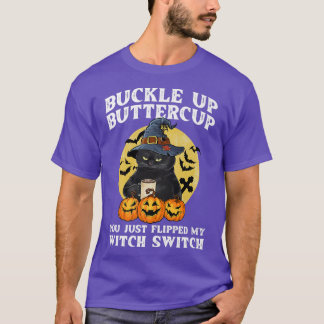 Buckla upp knöret Kopp Cat Witch T Shirt
