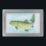 Buckle för vattenfärgsTrout Bälte<br><div class="desc">Den här vattenfärgen Trout Bälte Buckle har min vattenfärgsmålning av en regnbåge.</div>