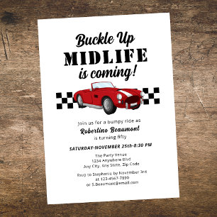 Buckle Up Funny Midlife Car 50:e födelsedagen Inbjudningar