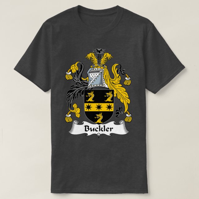 Buckler Coat of Arms Family Crest  T Shirt (Design framsida)