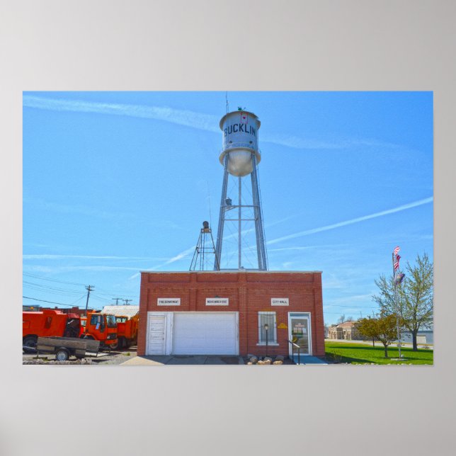 Bucklin, Kansas, Stadshus och vattentorn Poster (Framsidan)