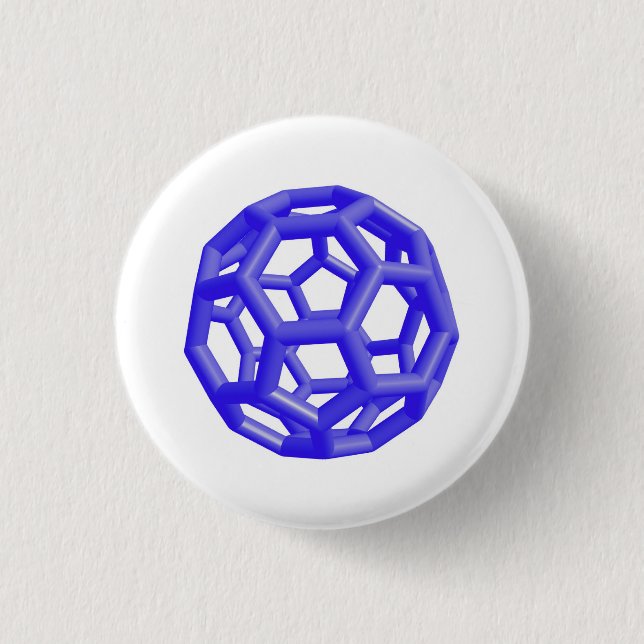 Buckminsterfullerene molekyl (blått) knapp (Framsida)