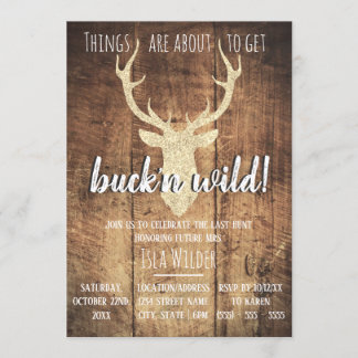Buck'n Vild Last Hunt Rustic Bachelorette Party Inbjudningar