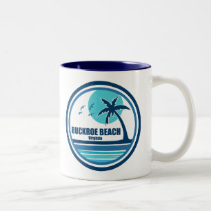 Buckroe Beach Virginia Palm Tree Birds Två-Tonad Mugg