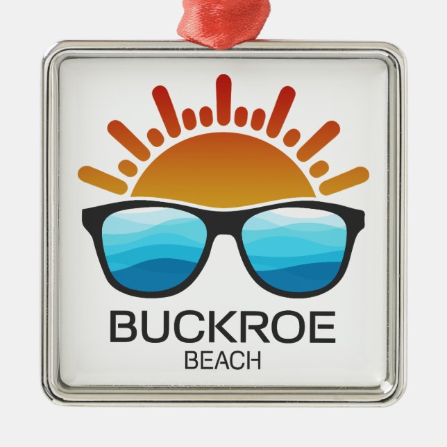 Buckroe Beach Virginia Solglasögon Julgransprydnad Metall (Framsidan)