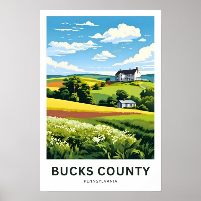 Bucks County Pennsylvania Travel Skriv ut Poster (Framsidan)