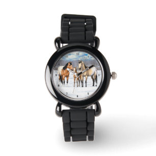 Buckskin Appaloosa-hästar i Snö Armbandsur