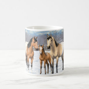Buckskin Appaloosa-hästar i Snö Kaffemugg