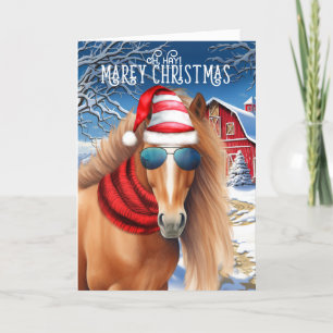 Buckskin Chestnut Horse Funny MAREy jul Helgkort