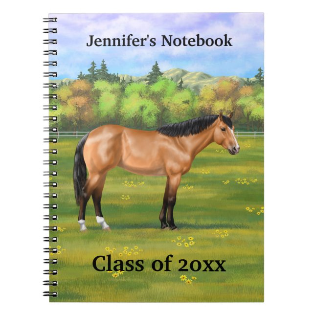 Buckskin Dun Quarter Horse Anteckningsbok (Framsidan)