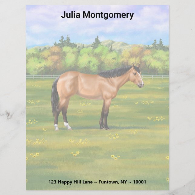 Buckskin Dun Quarter Horse Brevhuvud (Framsida)